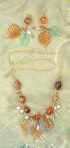 image of jewelry glass leaves fresh water pearls antique looking